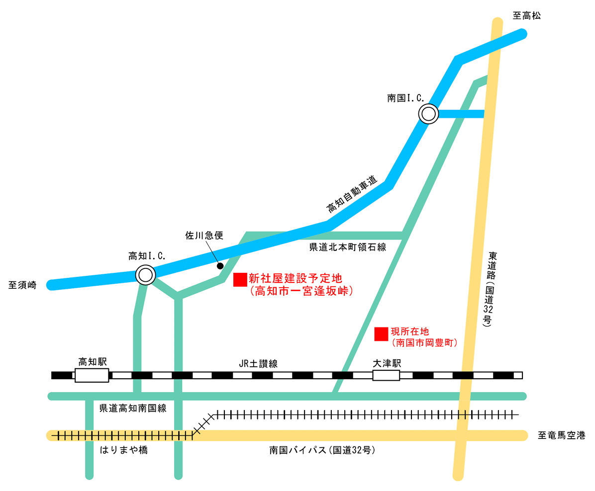 令和2年秋 高知市一宮逢坂峠に移転予定 新社屋建設予定地
